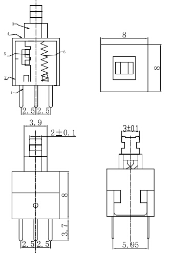 8x8無鎖尺寸圖